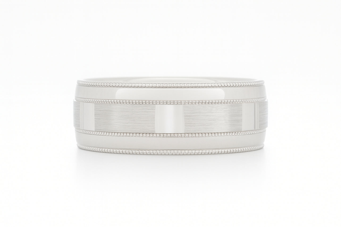 10K White Gold 6mm Step-Cut Panel Men’s Wedding Band