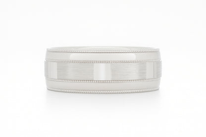 10K White Gold 6mm Step-Cut Panel Men’s Wedding Band