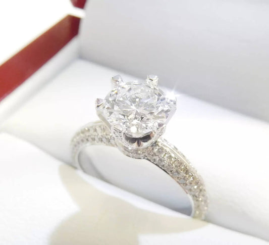 Platinum 1.04 CTW Round Brilliant Diamond Engagement Ring