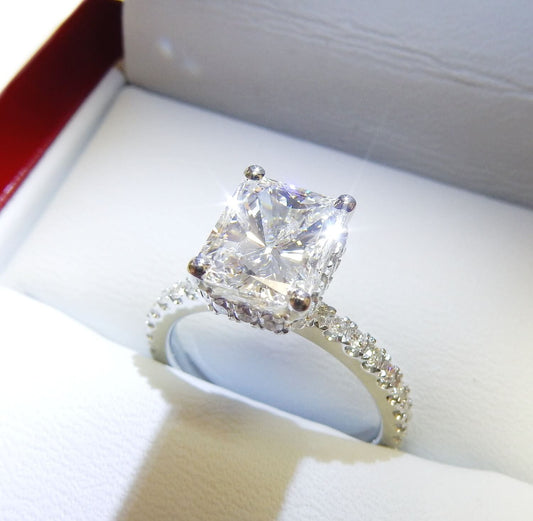 19K White Gold 2.00 CTW Radiant Cut Pavé Engagement Ring