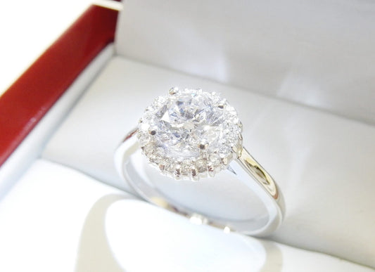 19K White Gold 1.02 CTW Brilliant Round Engagement Ring