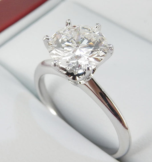 18K White Gold 2.26 CTW Round Brilliant Solitaire Diamond Engagement Ring