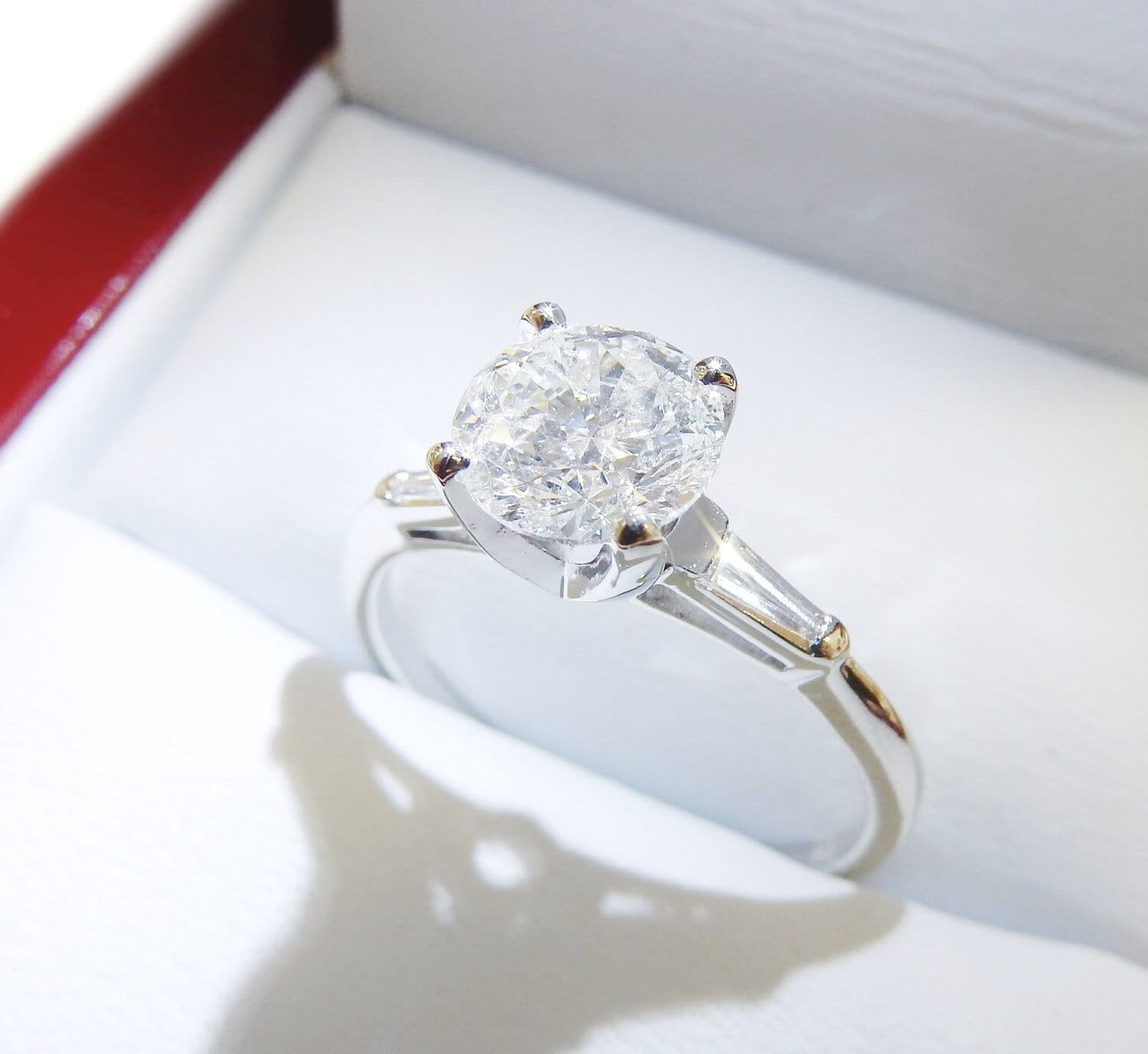 14K White Gold 1.12 CTW Tapered Baguette Three-Stone Diamond Engagement Ring