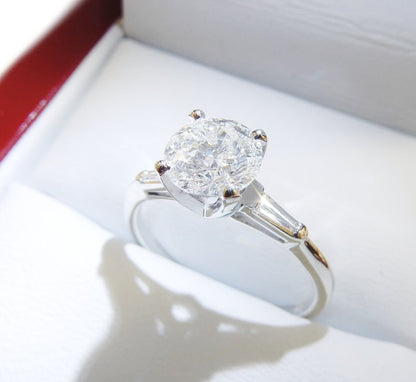 14K White Gold 1.12 CTW Tapered Baguette Three-Stone Diamond Engagement Ring