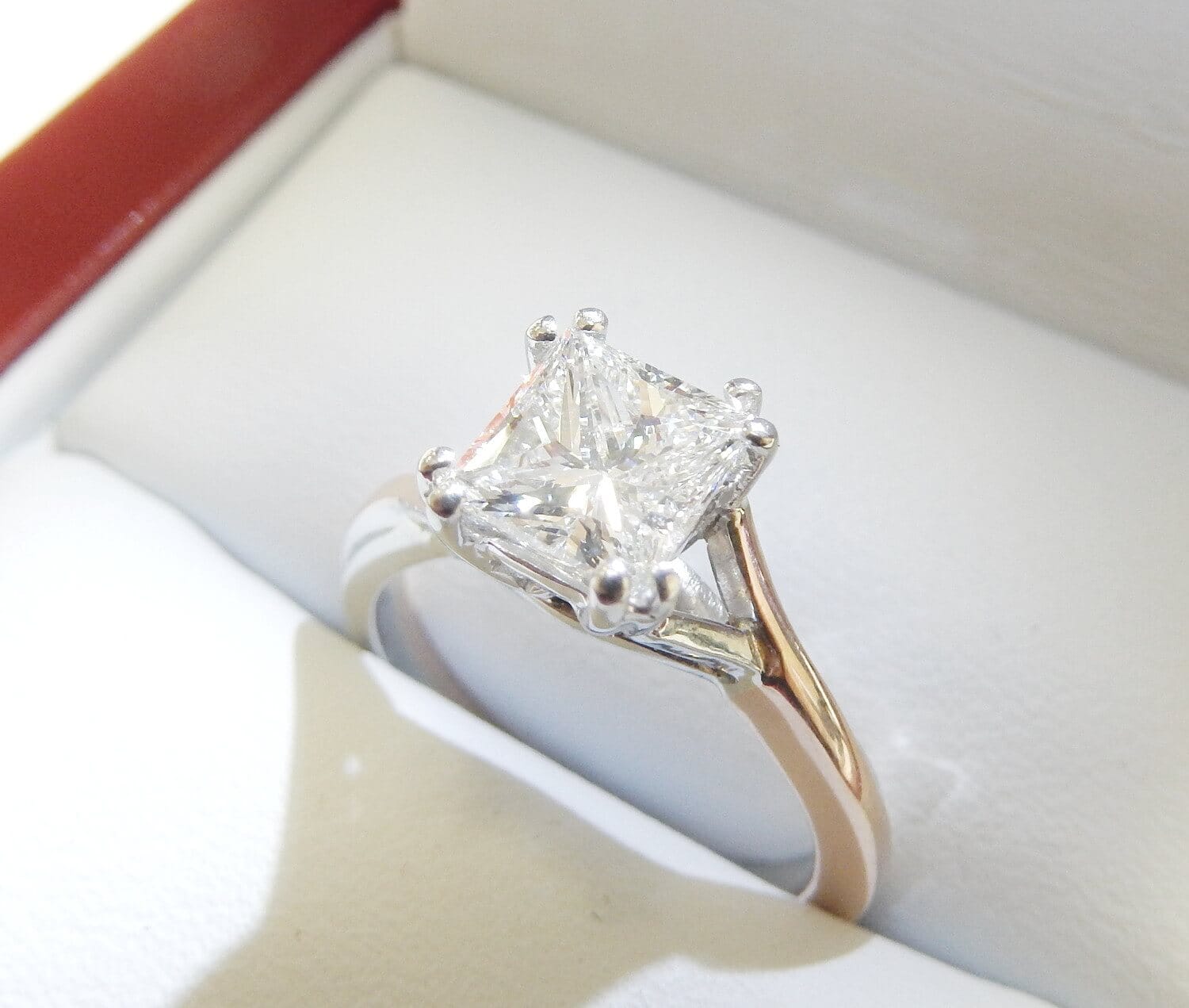 18K White Gold 1.23 CTW Princess Engagement Ring | Diamond Net Vancouver