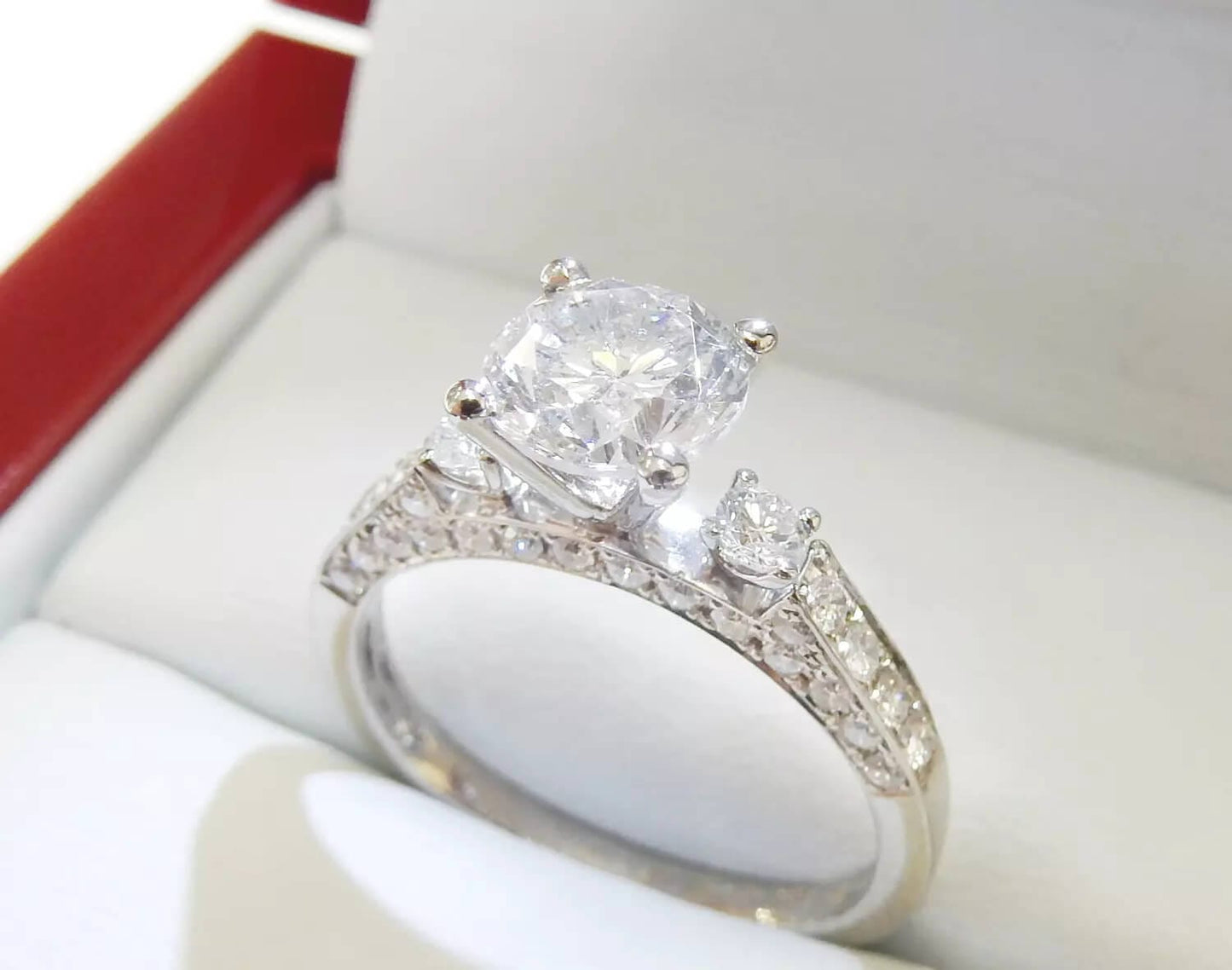 14K White Gold 1.22 CTW Round Brilliant French-Pavé Engagement Ring