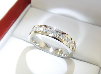 19K White Gold 0.48 CTW Round Diamond Channel-Set Wedding Band