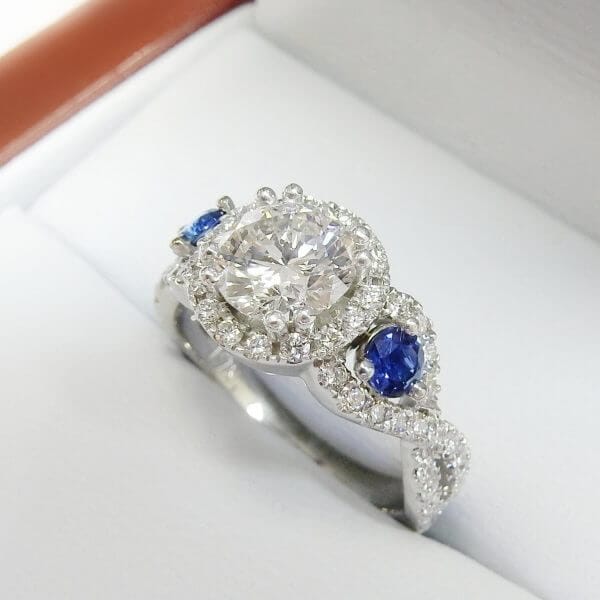 Diamond sapphire ring twisted band