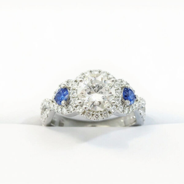 Diamond and Sapphire Engagement Ring