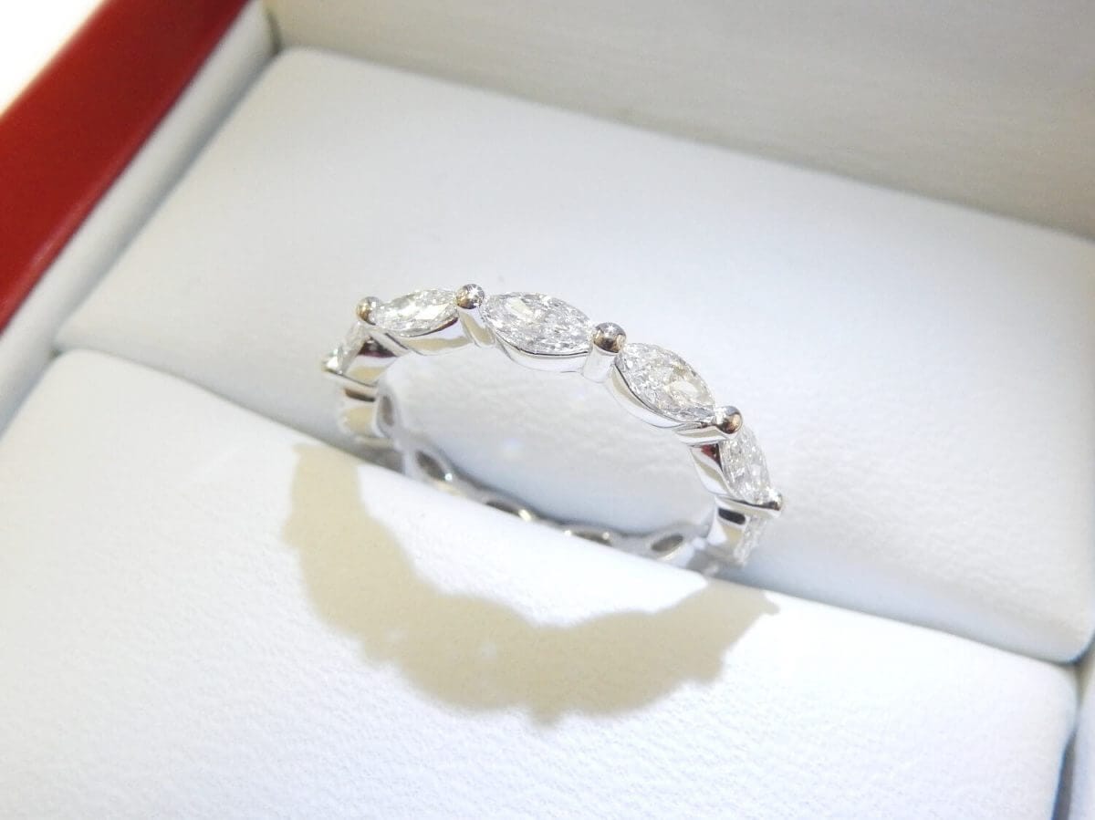 Marquise diamond eternity wedding band