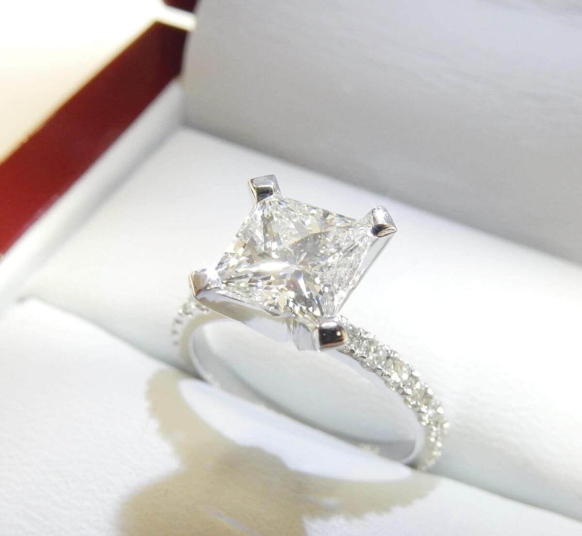 Princess diamond engagement ring micro pave