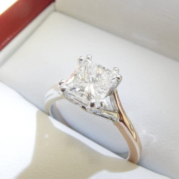 Two tone princess diamond rose gold engagement ring gla