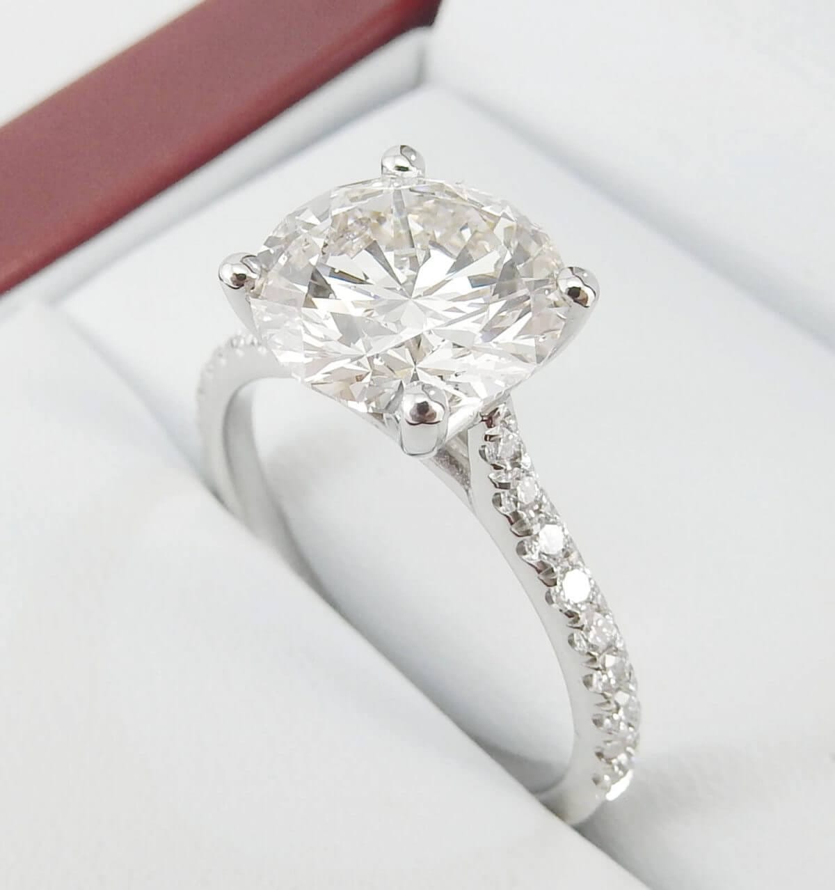 Solitaire Diamond Engagement Ring Pave Setting-4263 ...