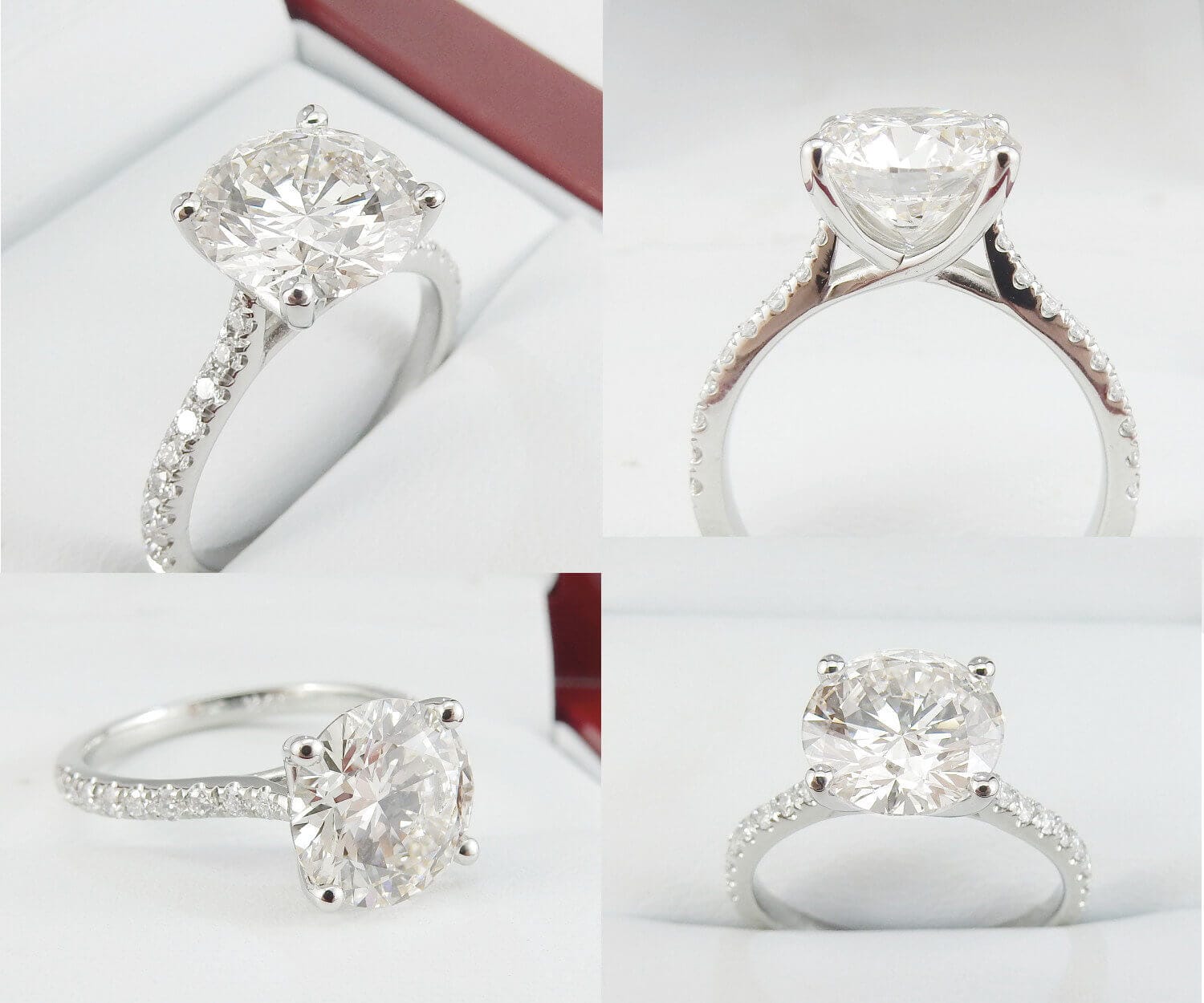 Pavé Diamond Solitaire Engagement Ring Set