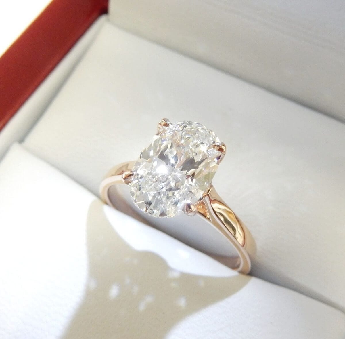 Oval diamond rose gold solitaire