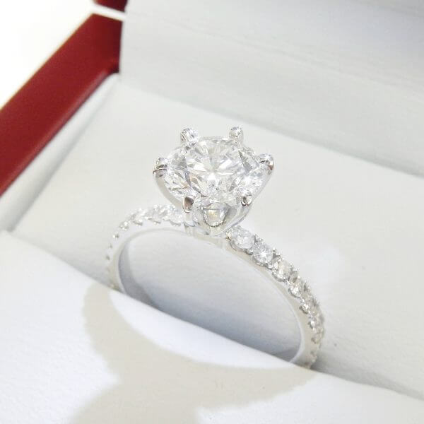 Six prong solitaire micro pave