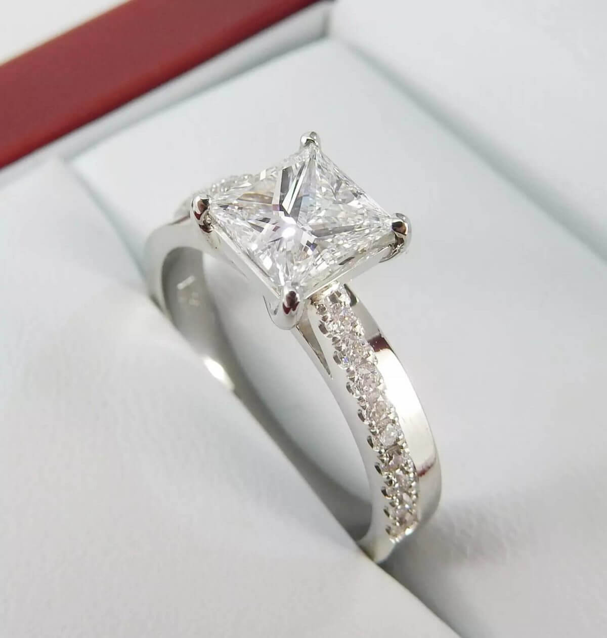 white gold princess diamond engagement ring style 4261