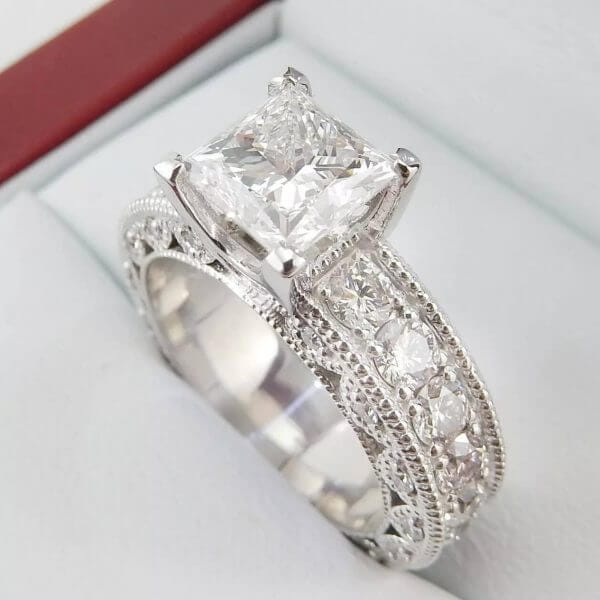 Crescent Style Diamond Engagement Ring