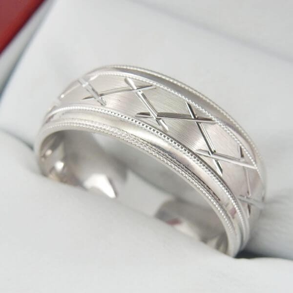 White Gold Wedding Band DNTL8-1183