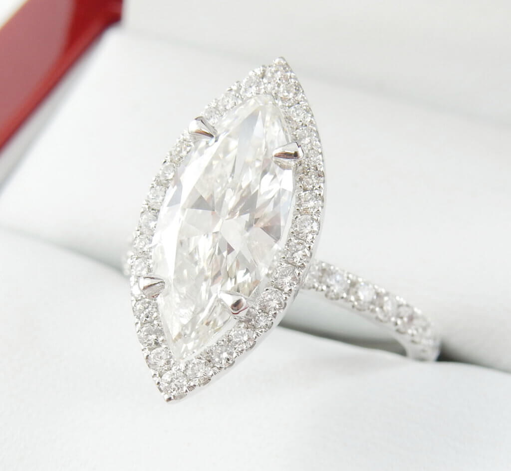 Marquise Diamond Halo Ring Style#4300 - DiamondNet