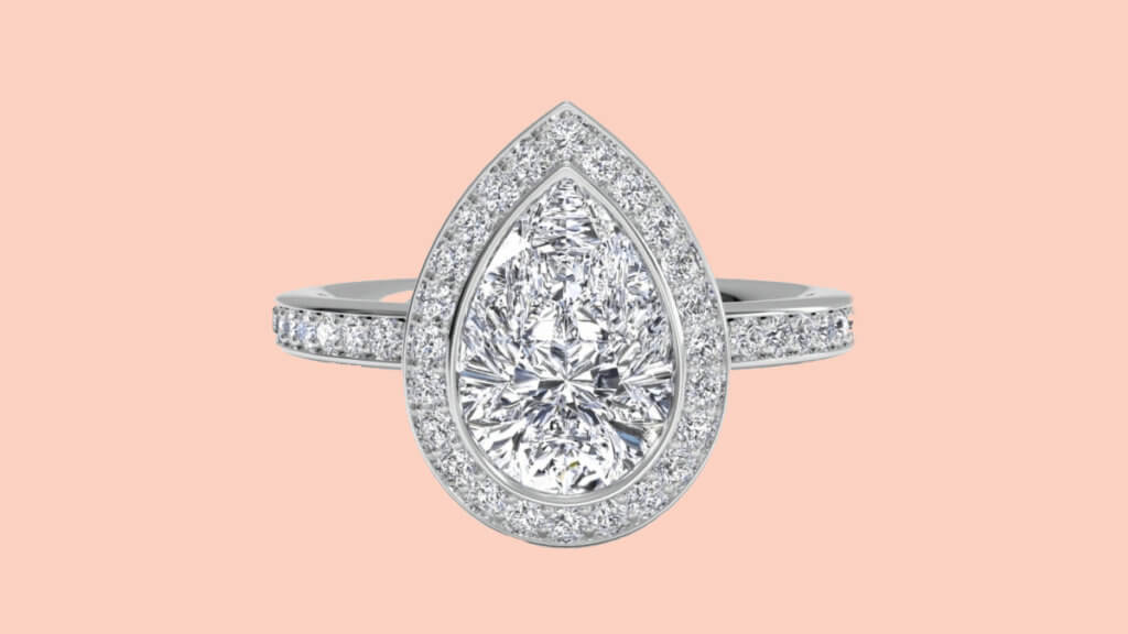 Teardrop diamond engagement ring