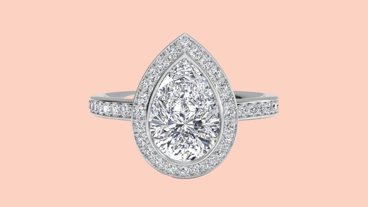 Teardrop diamond engagement ring