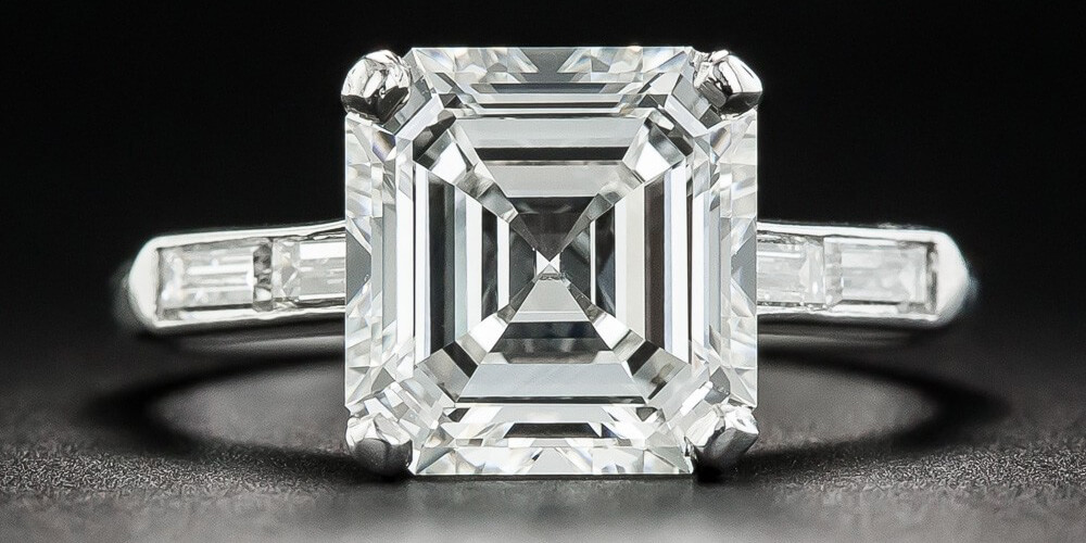 Asscher diamond cut engagement ring