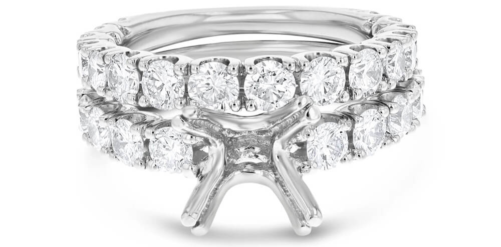 Scalloped pave diamond ring setting