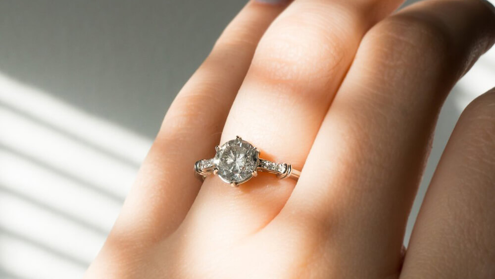 Grey diamond engagement ring