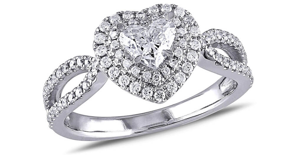 Heart-shaped diamond engagement ring