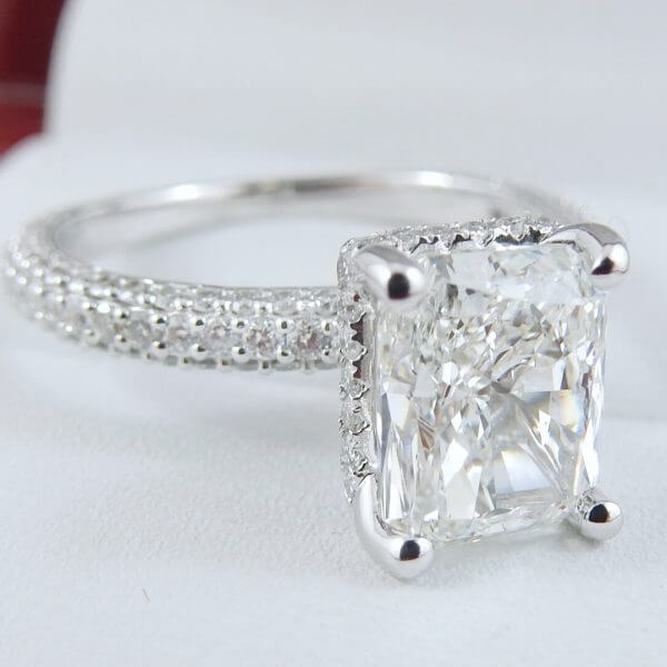 1.80ct Radiant Diamond White Gold Hidden Halo ring