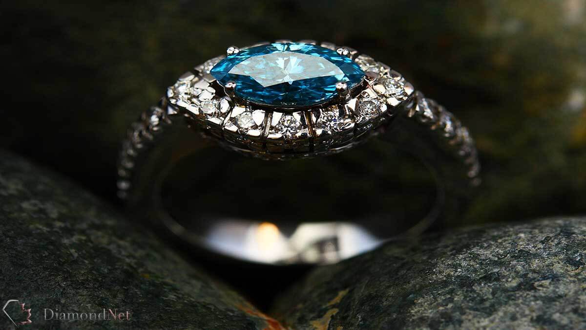 10kt White Gold Round Blue Color Enhanced Diamond Fashion Ring 3/4 Cttw |  GA | Gold Americas