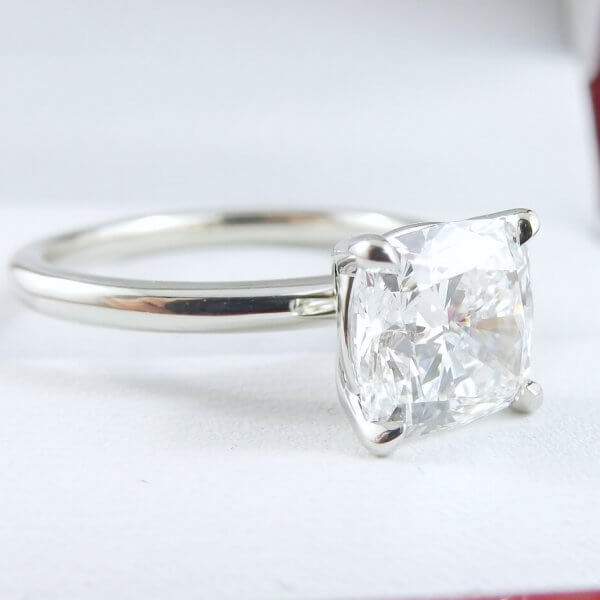 1.51ct 19K White Gold Cushion Diamond Solitaire Ring