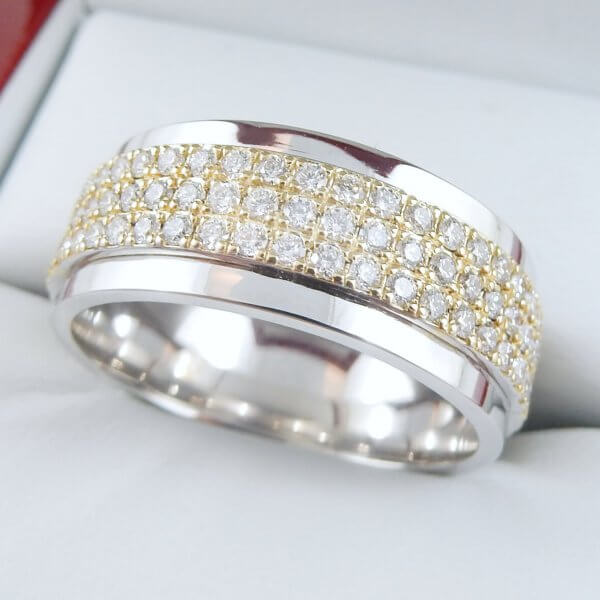 Tw-Tone-Mens-Diamond-Wedding-Band-Three-Rows-DiamondNet.ca