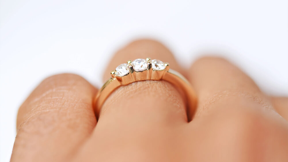 Lily three stone diamond ring