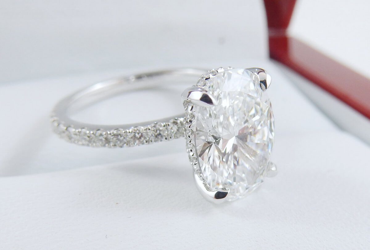 2.41ct Oval Diamond in Hidden Halo Ring