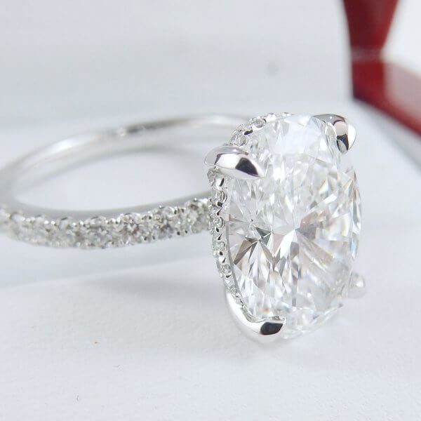 2.41ct Oval Diamond in Hidden Halo Ring