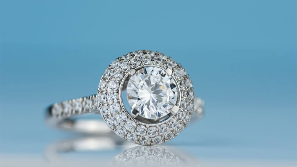 Double halo diamond engagement ring