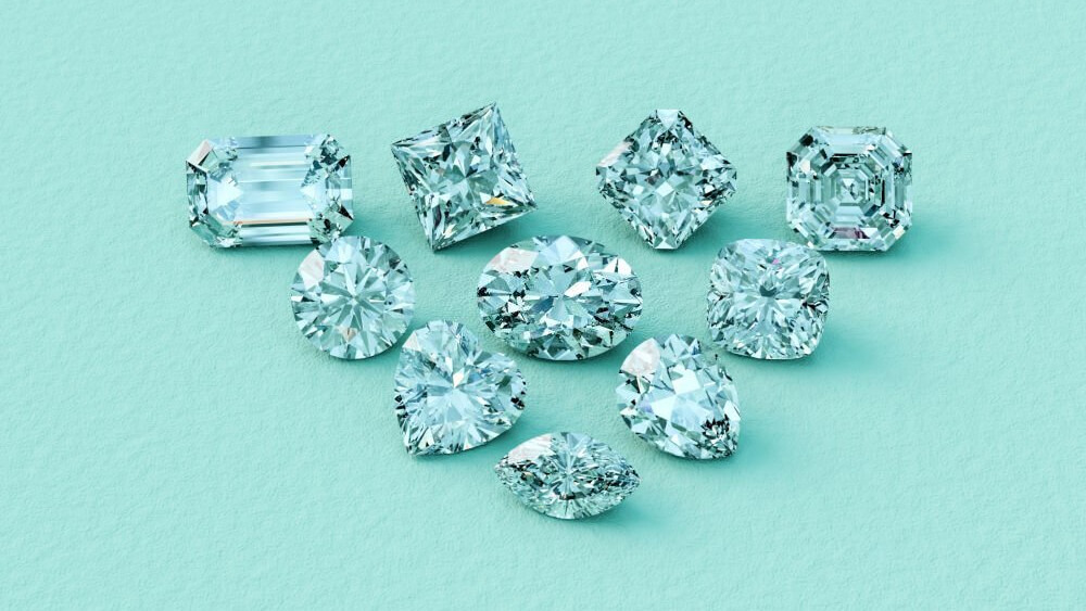 Ten various diamonds' cuts