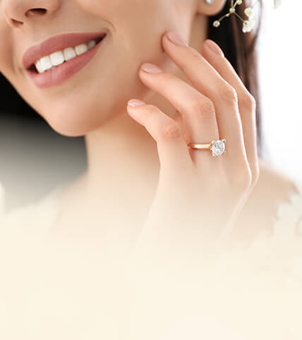 Woman showing her diamond ring