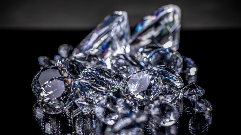 Luxury diamonds on black background closeup