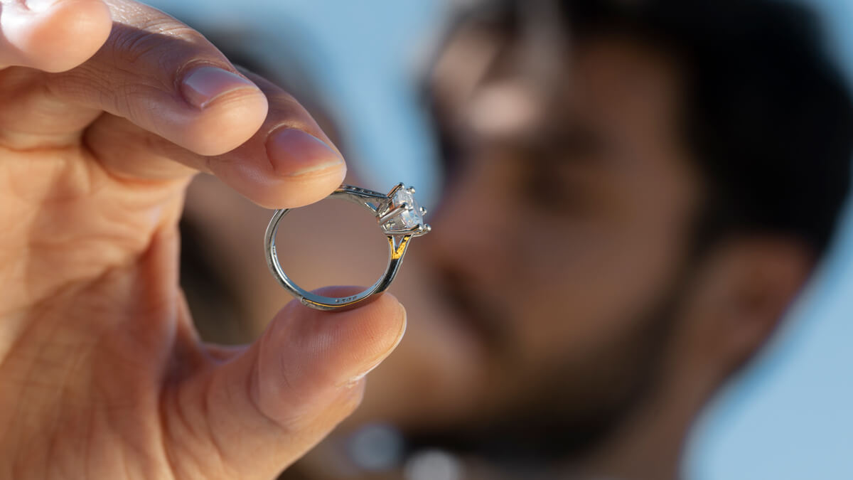 Couple celebrating engagement together