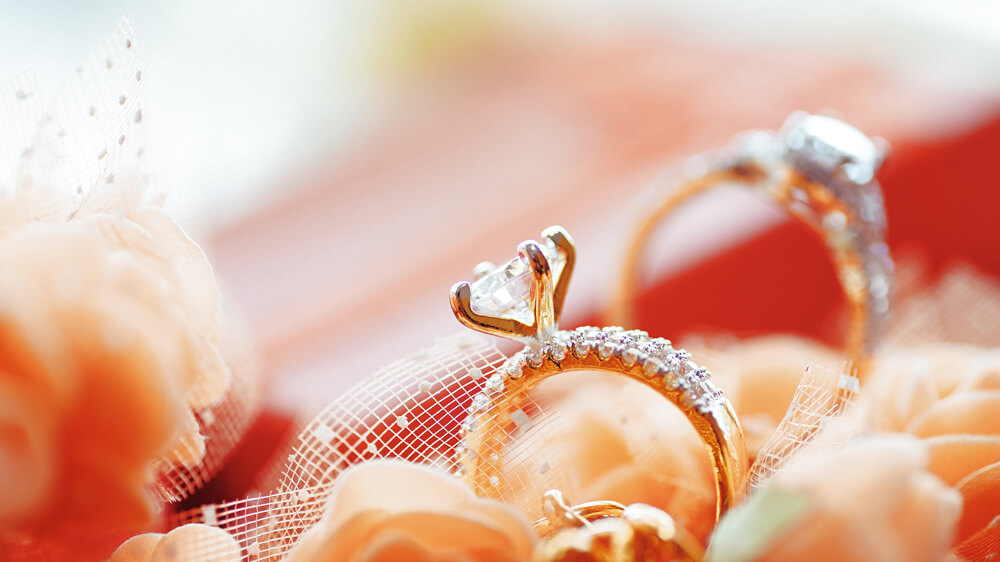 Diamond engagement rings closeup