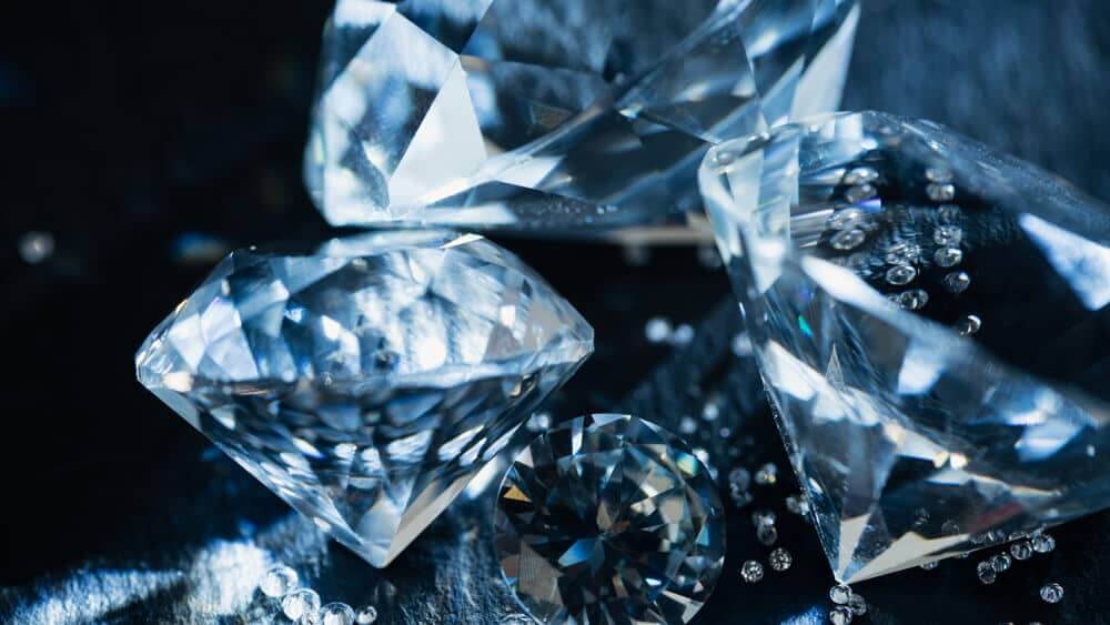 Close up of pure blue diamonds
