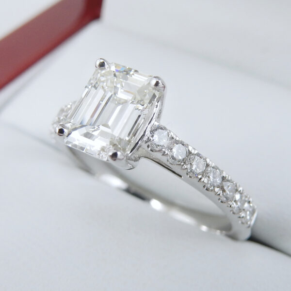 1.08ct Emerald Diamond in 14k White Gold Engagement Ring