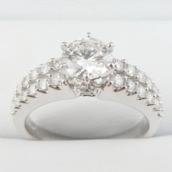 0.70ct Diamond in 14K White Gold Double Shank Engagement Ring