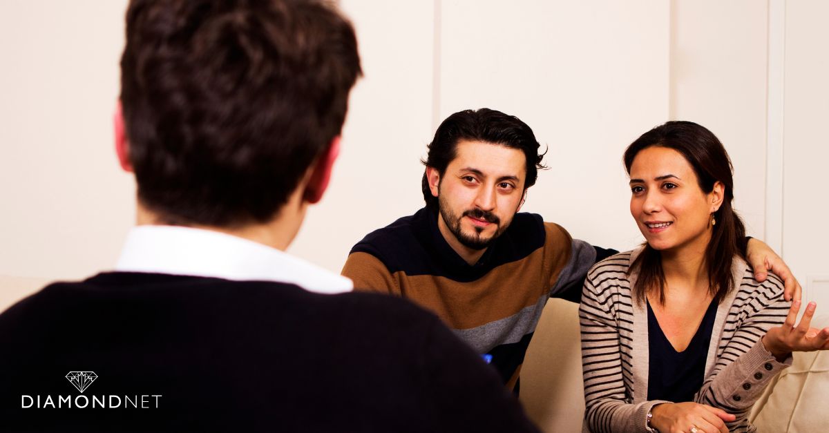 A couple engaged in conversation about marriage proposals and counseling insights
